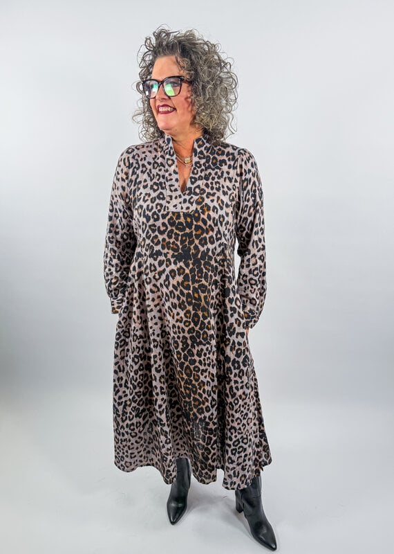 J.HOFFMAN'S Leopard Gauze Midi- Grey