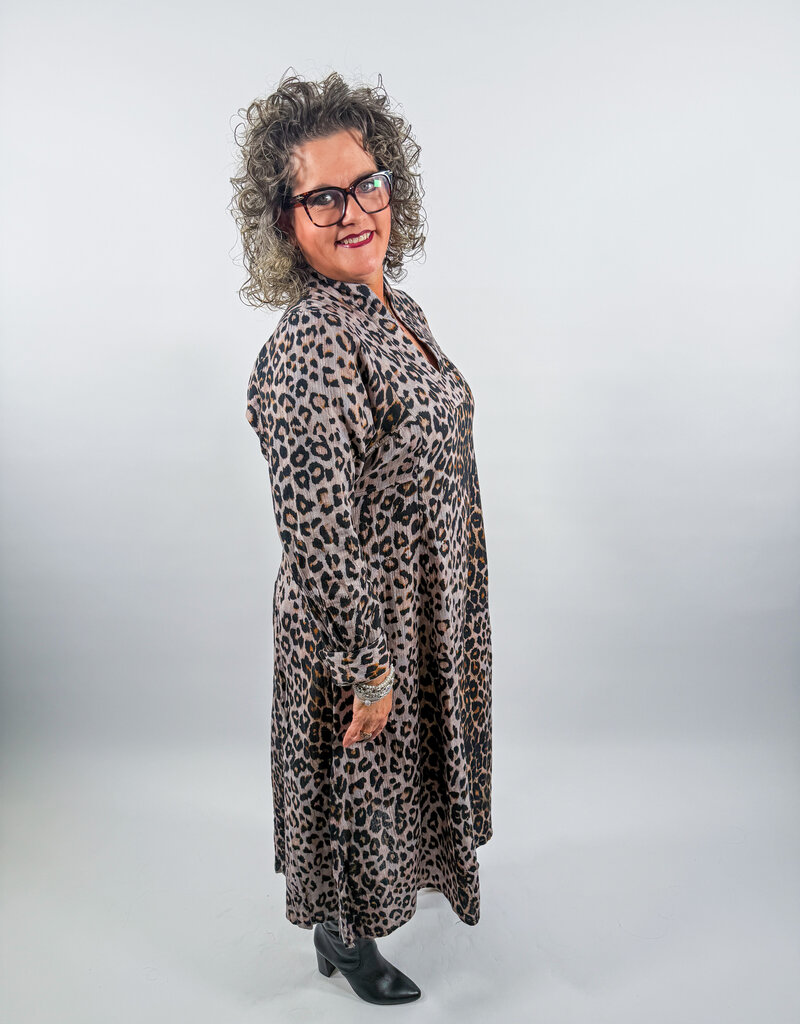 J.HOFFMAN'S Leopard Gauze Midi- Grey