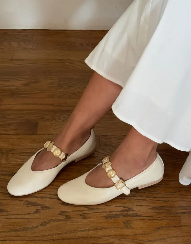 J.HOFFMAN'S Relan Ballet Flat- Off White