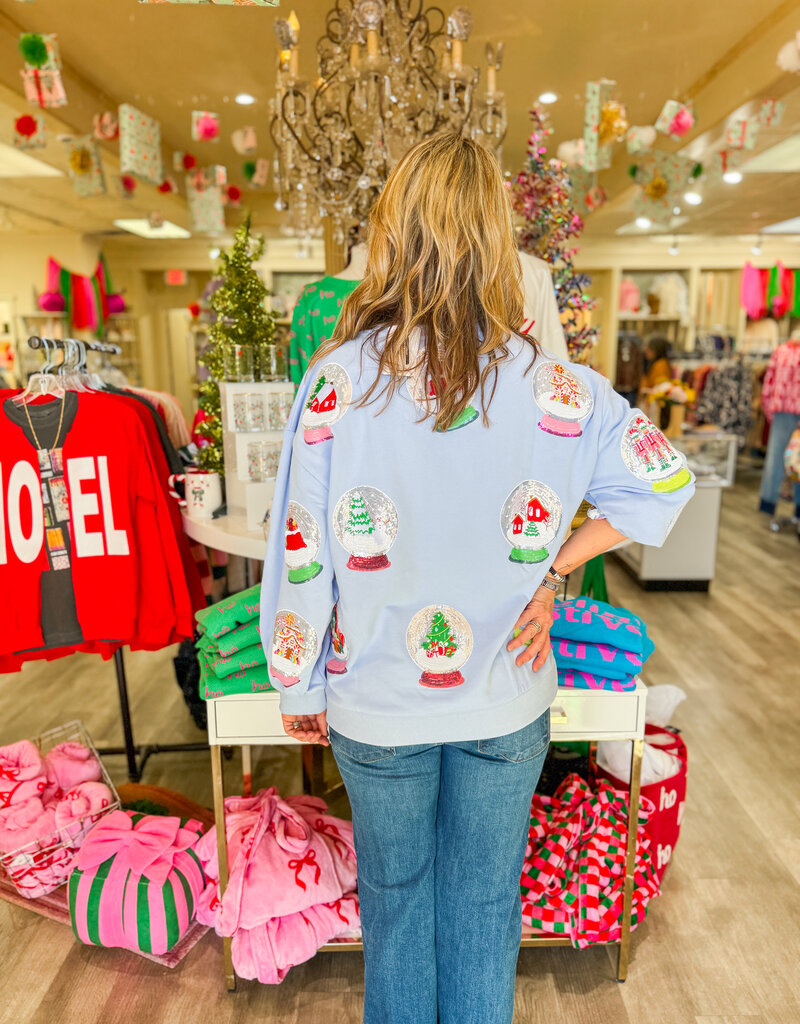 J.HOFFMAN'S Queen of Sparkles Blue Christmas Snowglobe Sweatshirt