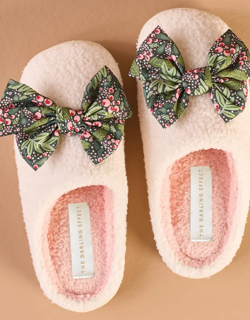 J.HOFFMAN'S Fuzzy Slippers- Betty Bow Jolly Sprig