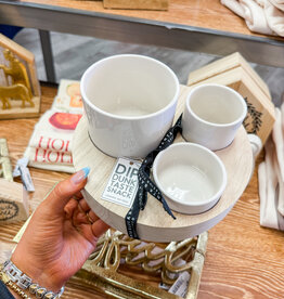 J.HOFFMAN'S Ceramic Bowls with Wood Base