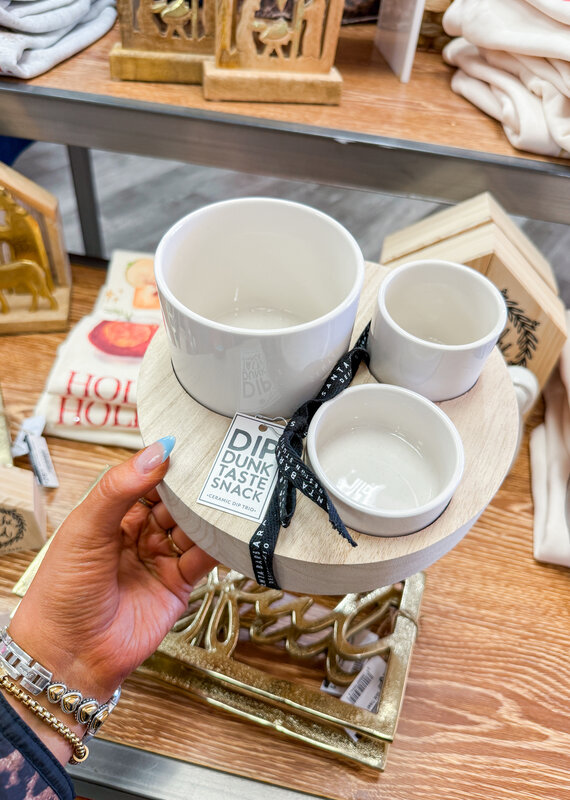 J.HOFFMAN'S Ceramic Bowls with Wood Base