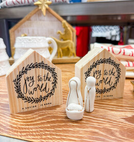 J.HOFFMAN'S Ceramic Figurines Pine Wood Box- Holy Family