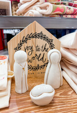 J.HOFFMAN'S Ceramic Figurines Pine Wood Box- Large Holy Family