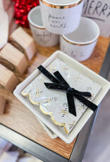 J.HOFFMAN'S Ceramic Napkin Tray + Napkins- Candy Canes