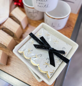 J.HOFFMAN'S Ceramic Napkin Tray + Napkins- Candy Canes