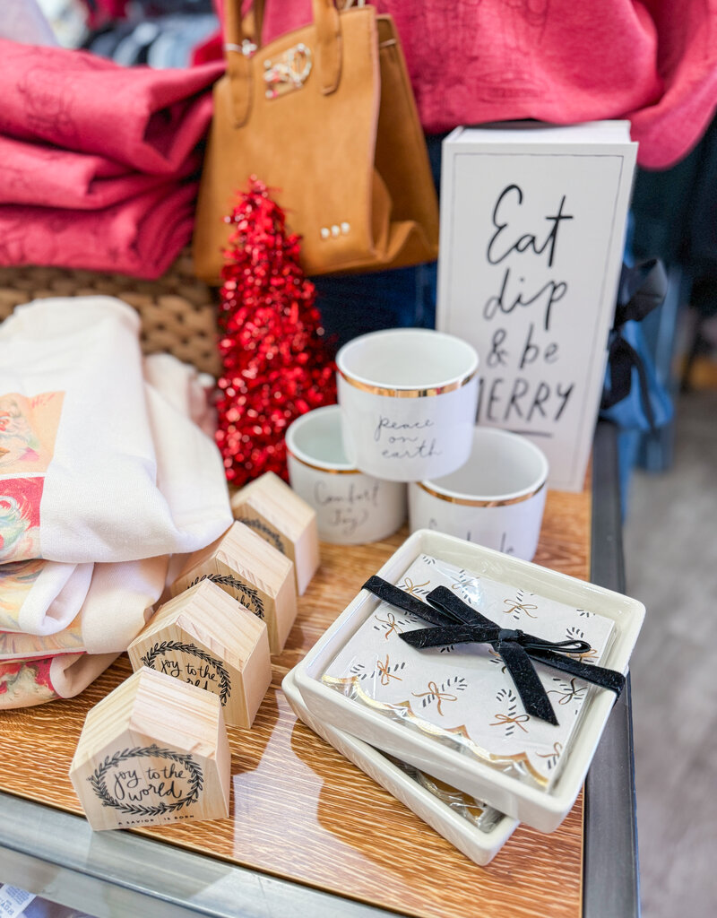 J.HOFFMAN'S Ceramic Napkin Tray + Napkins- Candy Canes