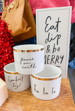 J.HOFFMAN'S Gold Holiday Dip Bowls- Eat, Dip & Be Merry