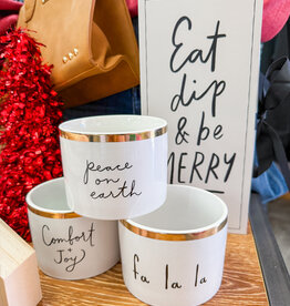 J.HOFFMAN'S Gold Holiday Dip Bowls- Eat, Dip & Be Merry