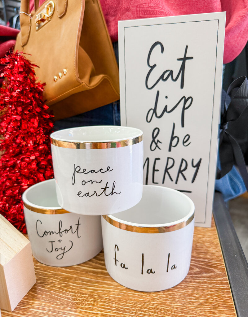 J.HOFFMAN'S Gold Holiday Dip Bowls- Eat, Dip & Be Merry