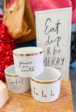 J.HOFFMAN'S Gold Holiday Dip Bowls- Eat, Dip & Be Merry