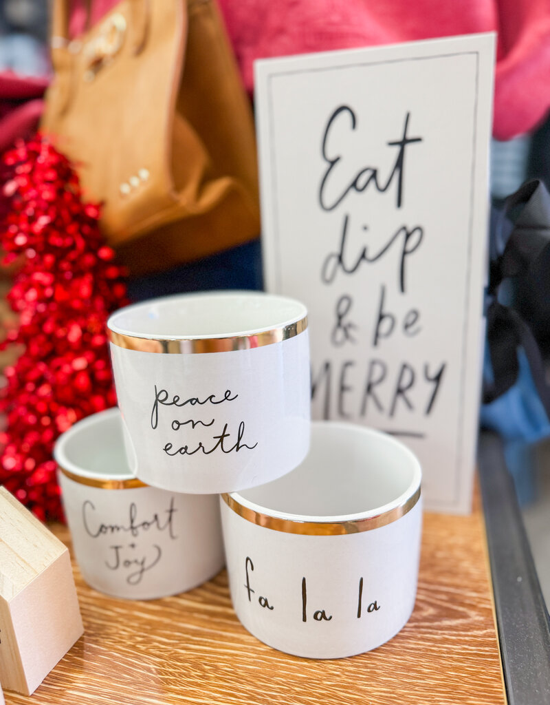 J.HOFFMAN'S Gold Holiday Dip Bowls- Eat, Dip & Be Merry