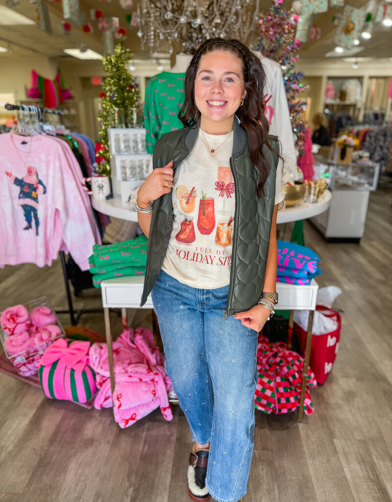 J.HOFFMAN'S Quilted Heart Vest- Olive