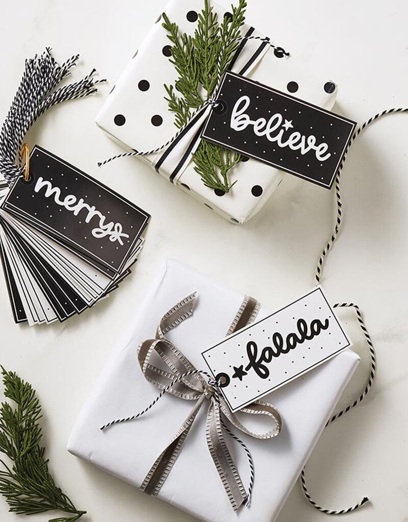 J.HOFFMAN'S Gift Tag Book- black/ white Holiday