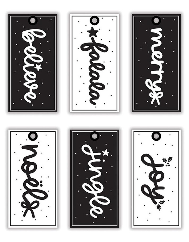 J.HOFFMAN'S Gift Tag Book- black/ white Holiday