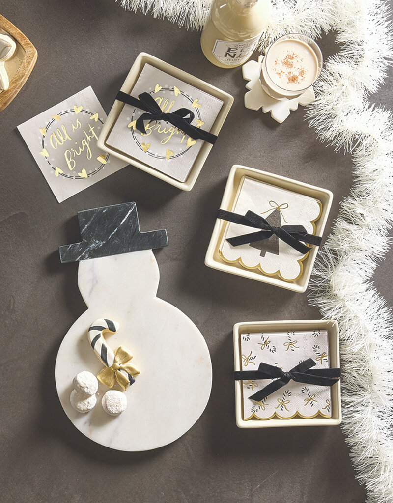 J.HOFFMAN'S Ceramic Napkin Tray + Napkins- Candy Canes