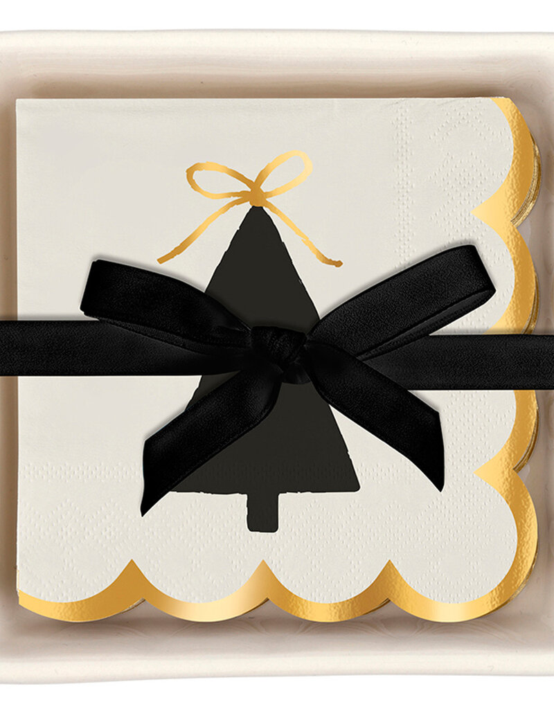 J.HOFFMAN'S Ceramic Napkin Tray + Napkins- Bow Tree