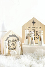 J.HOFFMAN'S Ceramic Figurines Pine Wood Box- Large Holy Family