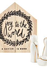 J.HOFFMAN'S Ceramic Figurines Pine Wood Box- Holy Family