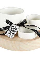 J.HOFFMAN'S Ceramic Bowls with Wood Base