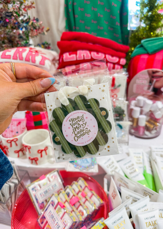 J.HOFFMAN'S Picture Frame Ornament- Evergreen Stripes