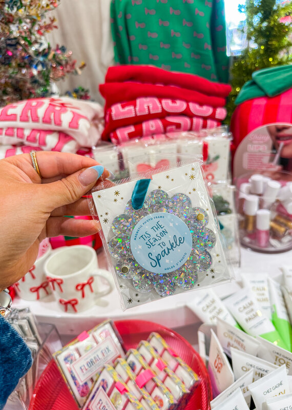 J.HOFFMAN'S Picture Frame Ornament- Silver Glitter