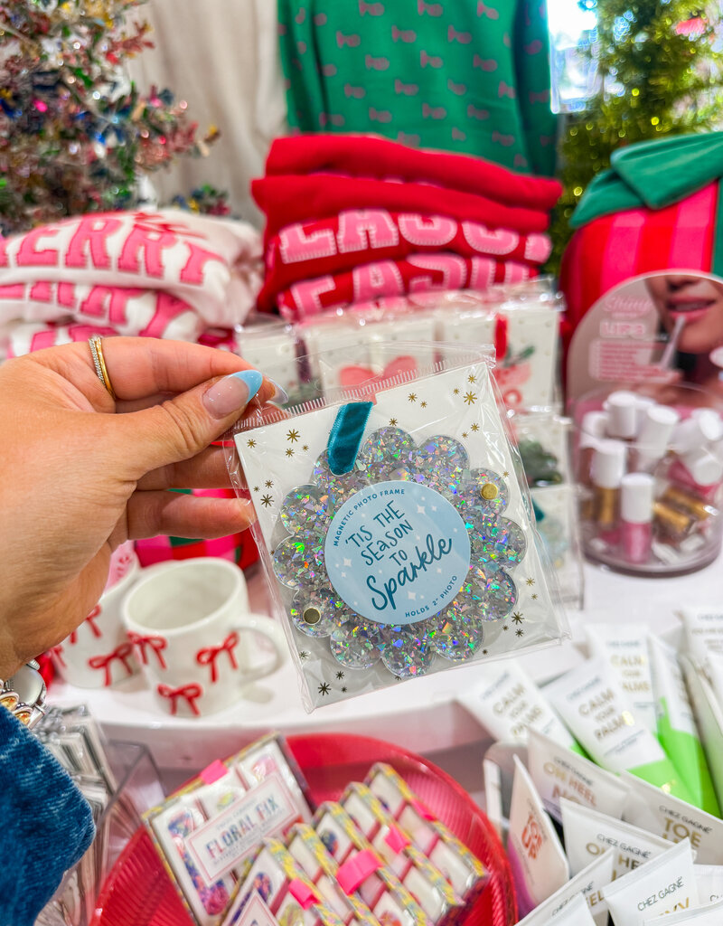 J.HOFFMAN'S Picture Frame Ornament- Silver Glitter