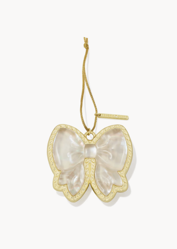 KENDRA SCOTT Haley Gold Bow Ornament in Ivory Mother of Pearl