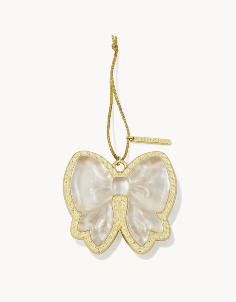 KENDRA SCOTT Haley Gold Bow Ornament in Ivory Mother of Pearl