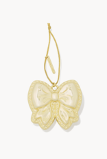 KENDRA SCOTT Haley Gold Bow Ornament in Ivory Mother of Pearl