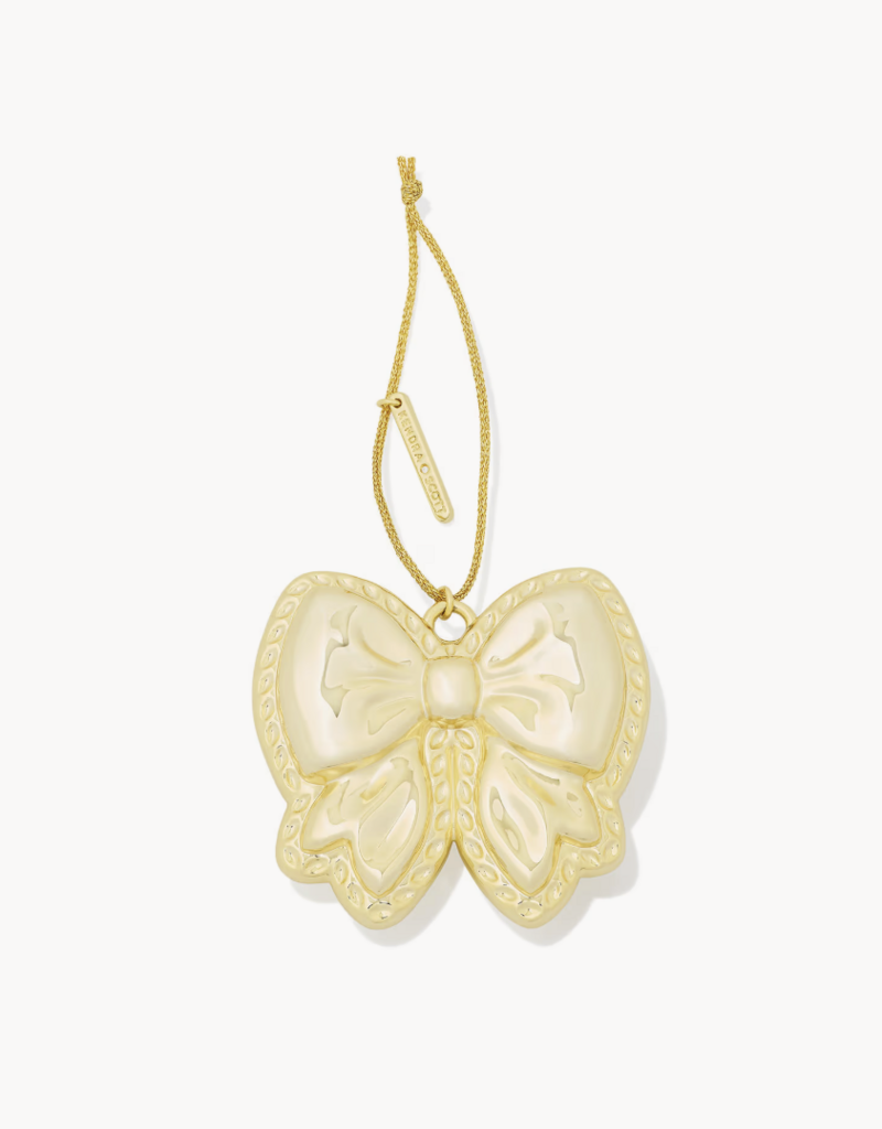 KENDRA SCOTT Haley Gold Bow Ornament in Ivory Mother of Pearl