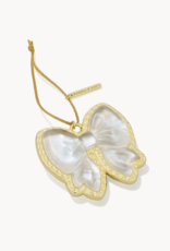 KENDRA SCOTT Haley Gold Bow Ornament in Ivory Mother of Pearl
