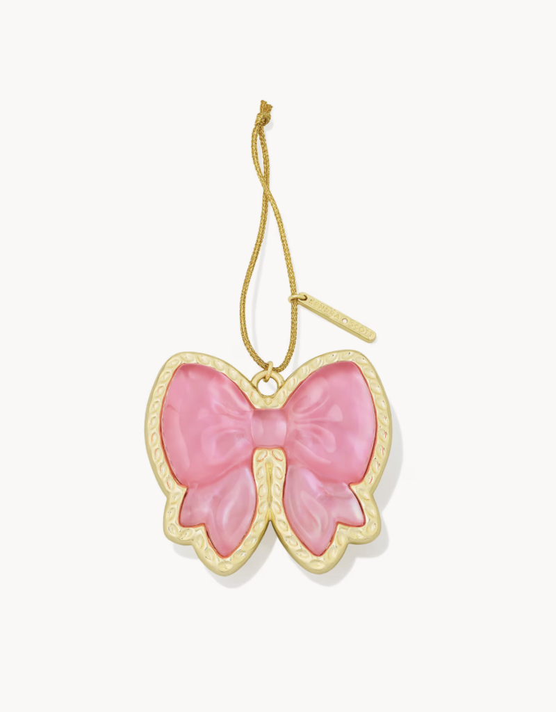 KENDRA SCOTT Haley Gold Bow Ornament in Blush Mother of Pearl