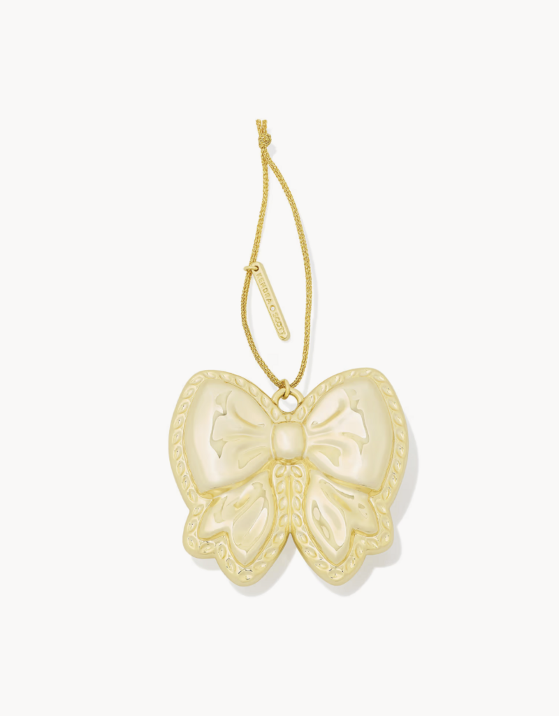 KENDRA SCOTT Haley Gold Bow Ornament in Blush Mother of Pearl