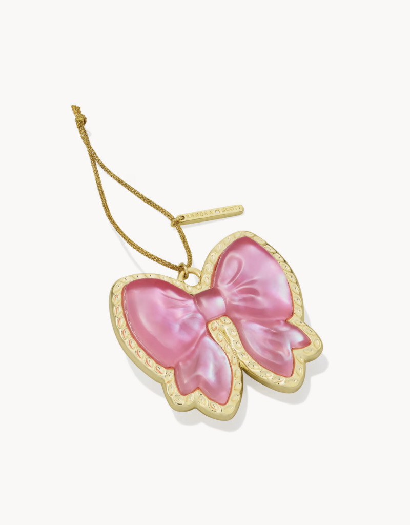 KENDRA SCOTT Haley Gold Bow Ornament in Blush Mother of Pearl