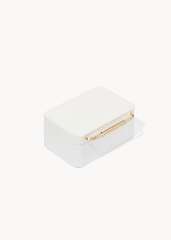KENDRA SCOTT Small Vintage Gold Jewelry Box in White Lacquer