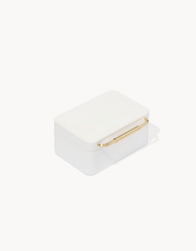 KENDRA SCOTT Small Vintage Gold Jewelry Box in White Lacquer