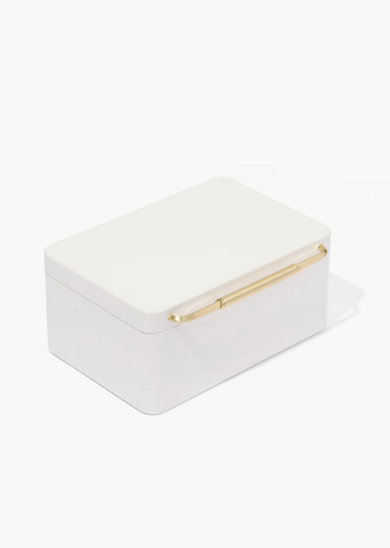 KENDRA SCOTT Medium Vintage Gold Jewelry Box in White Lacquer