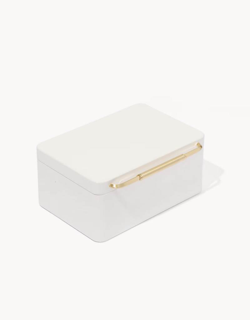 KENDRA SCOTT Medium Vintage Gold Jewelry Box in White Lacquer