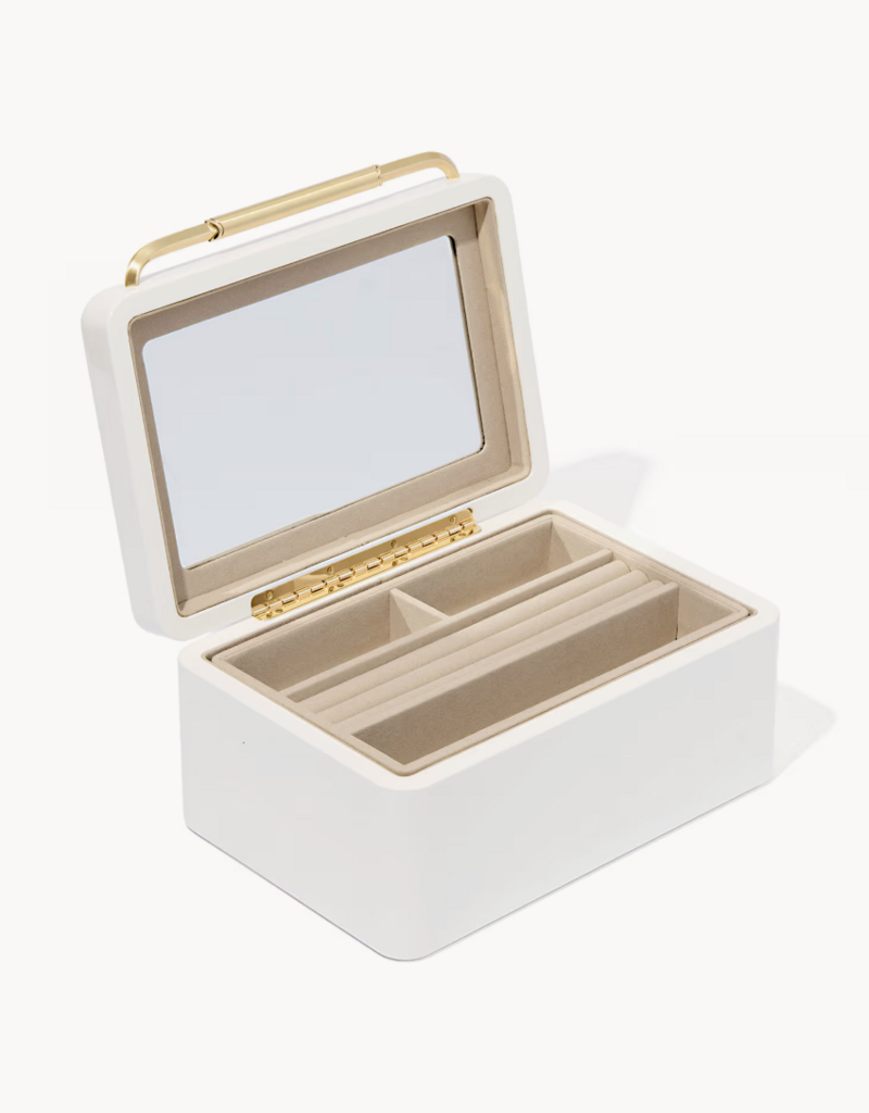 KENDRA SCOTT Medium Vintage Gold Jewelry Box in White Lacquer