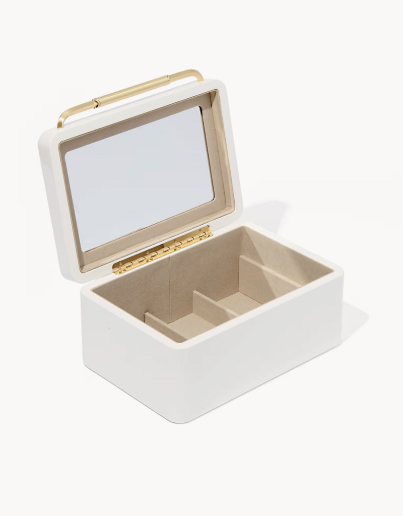 KENDRA SCOTT Medium Vintage Gold Jewelry Box in White Lacquer