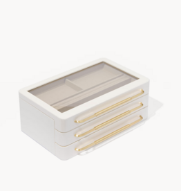 KENDRA SCOTT Large Vintage Gold Jewelry Box in White Lacquer