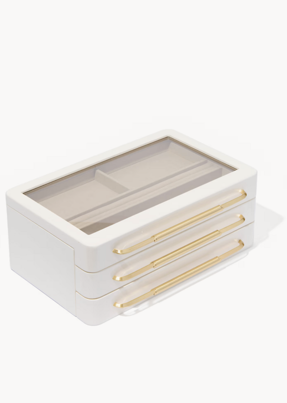 KENDRA SCOTT Large Vintage Gold Jewelry Box in White Lacquer