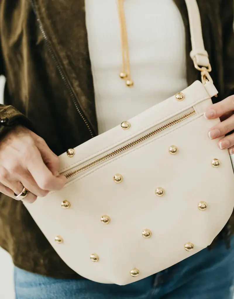 J.HOFFMAN'S Westlyn Chic Studded Bum Bag- Cream
