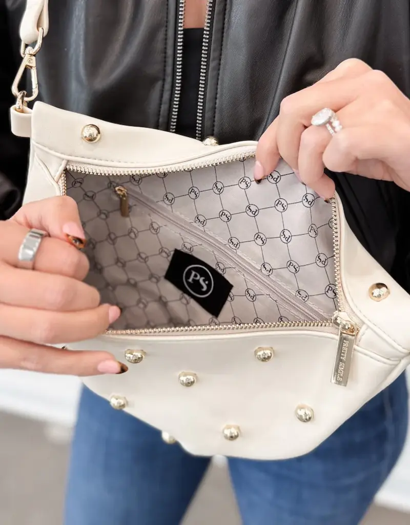 J.HOFFMAN'S Westlyn Chic Studded Bum Bag- Cream