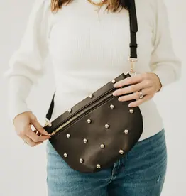 J.HOFFMAN'S Westlyn Chic Studded Bum Bag- Chocolate