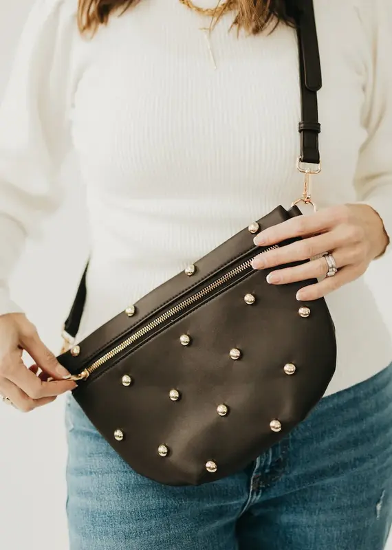 J.HOFFMAN'S Westlyn Chic Studded Bum Bag- Chocolate