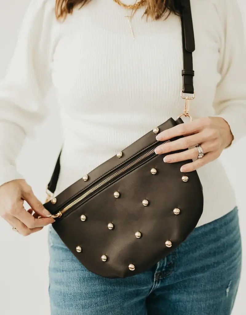 J.HOFFMAN'S Westlyn Chic Studded Bum Bag- Chocolate