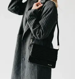 J.HOFFMAN'S Wrenlee Woven Flap Crossbody- Black